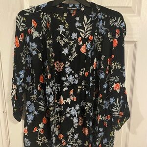 Hilary Radley Floral Button Front Blouse XL Floral